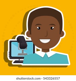 man cartoon speak microphone