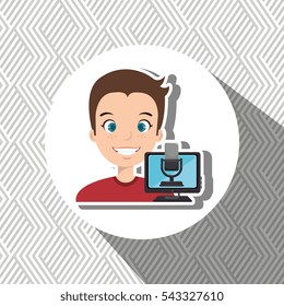 man cartoon speak microphone