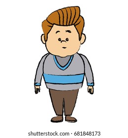 man cartoon standing casual clothes character