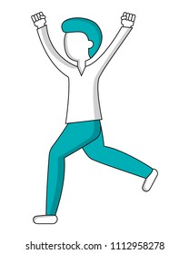 man cartoon standing character gesture arms