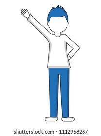 man cartoon standing character gesture arms