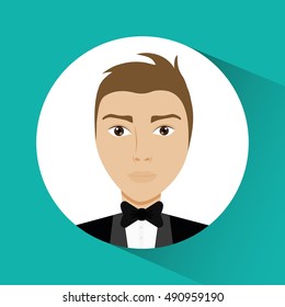 Man cartoon with suit inside circle icon. Avatar people person and social media theme. Colorful design. Vector illustration