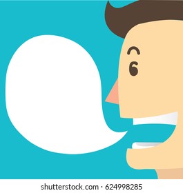 man cartoon talk and chat box background vector