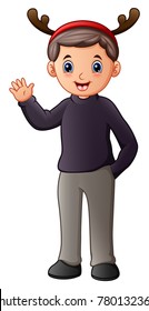 Man cartoon wearing deer cap