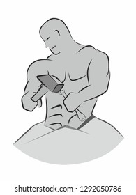 A man carving a silhouette