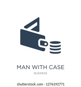 man with case with dollar icon vector on white background, man with case with dollar trendy filled icons from Business collection, man with case with dollar vector illustration