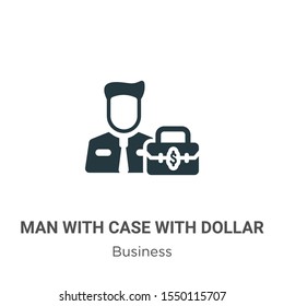 Man with case with dollar vector icon on white background. Flat vector man with case with dollar icon symbol sign from modern business collection for mobile concept and web apps design.