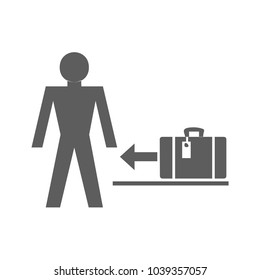 Man with case icon isolated on background. Modern flat pictogram, business, marketing, internet concept. Trendy Simple vector symbol for web site design or button to mobile app. Logo illustration