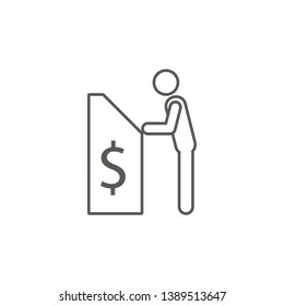 Man and cashier machine vector icon. Simple element illustration from map and navigation concept. Man and cashier machine vector icon. Real estate concept vector illustration.
