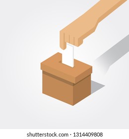 Man casting his vote into ballot box