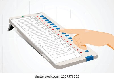 Man casting vote on EVM machine