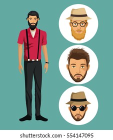 man casual bearded hipster clothes-faces men