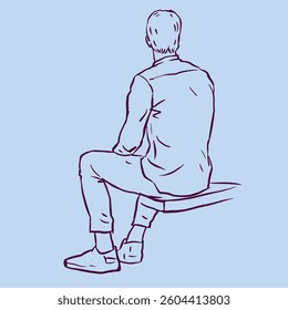 A man in casual clothes is sitting vector for illustration, card, decoration