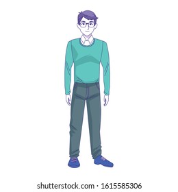 man with casual clothes standing icon over white background, vector illustration