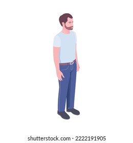 Man in casual clothing isometric human character on white background 3d vector illustration
