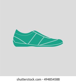 Man casual shoe icon. Gray background with green. Vector illustration.