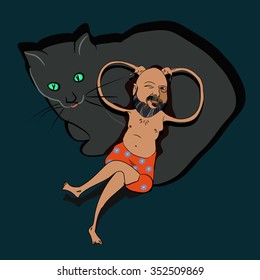 Man with cat best friend