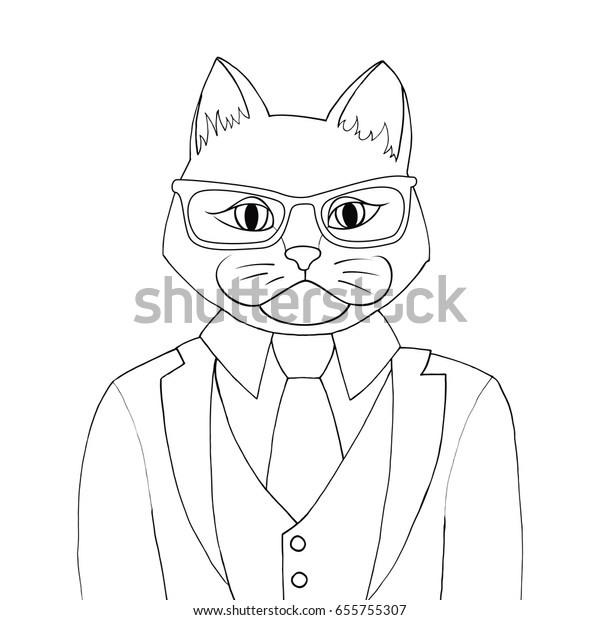 Man Cat Coloring Book Vector Illustration Stock Vector (Royalty Free ...