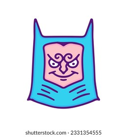 Man with cat mask, illustration for t-shirt, sticker, or apparel merchandise. Doodle, retro, and cartoon style.