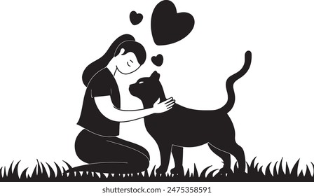 Man and Cat vector silhouette, Cat vector logo design. Vector cat silhouette view side for retro logos, Isolated on a white background