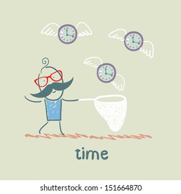 man catches a time