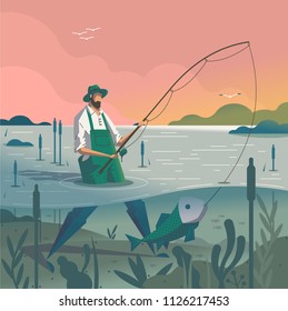 Man Fishing Cartoon Images Stock Photos Vectors Shutterstock