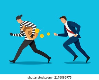 man catching thieves. vector illustration