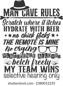 Man Cave Rules - Man Cave Illustration