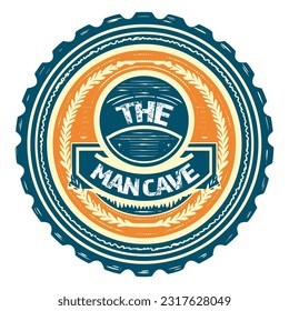 The Man Cave Sign Bottle Top Vector illustration