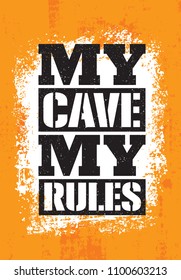 Man Cave Strong Poster Concept. Vector Typography Banner Design On Grunge Texture Rough Background