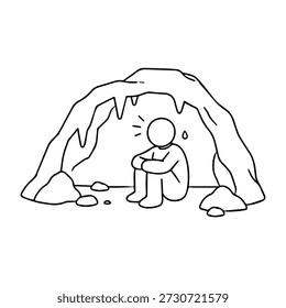 Man in the Cave vector line icon on a white background.
Vector line icon on a white background