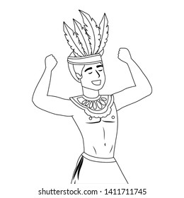 man celebrating brazil carnival in black and white