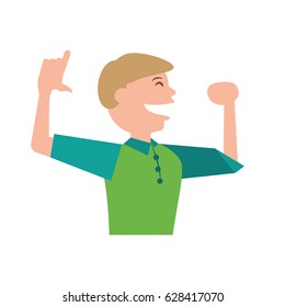 Man celebrating cartoon