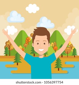 man celebrating in the lake
