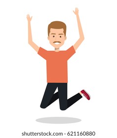man celebrating with a leap