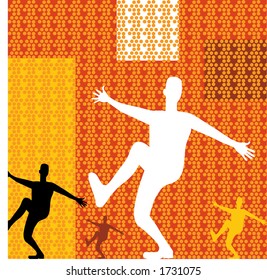 man celebrating on funky background