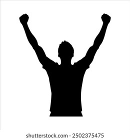 Man celebrating silhouette vector illustration design on white background.
