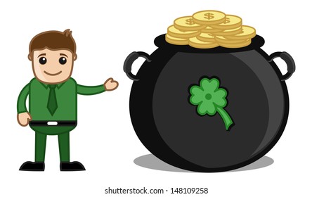 Man Celebrating St. Patrick's Day - Cartoon Business Characters