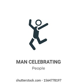 Man celebrating vector icon on white background. Flat vector man celebrating icon symbol sign from modern people collection for mobile concept and web apps design.