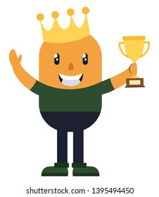 Hombre celebrando la victoria, ilustración, vector sobre fondo blanco.