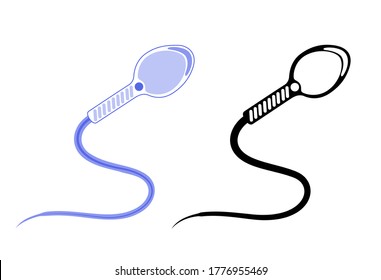 Man cell icon. Fertilisation, and ivf research. Sperm, spermatozoon flat vector illustration. Human sexual reproductive system concept. Graphic poster for laboratory, clinic and education.