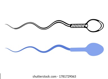 Man cell icon. Fertilisation, and ivf research. Sperm, spermatozoon flat vector illustration. Human sexual reproductive system concept. Graphic poster for laboratory, clinic and education.