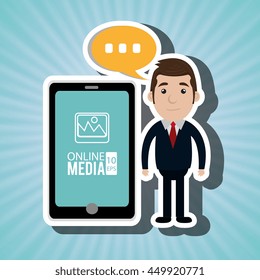 man with cellphone isolated icon design, vector illustration  graphic 
