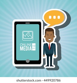 man with cellphone isolated icon design, vector illustration  graphic 