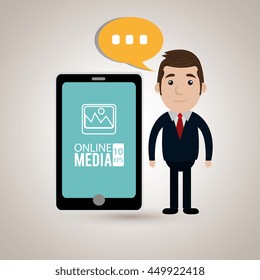 man with cellphone isolated icon design, vector illustration  graphic 