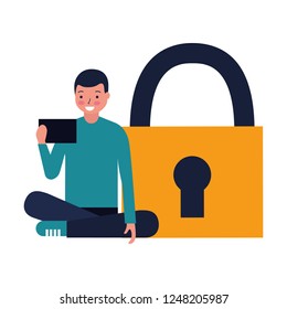 man with cellphone security data