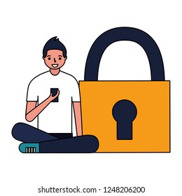 man with cellphone security data