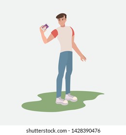 man with cellphone taking selfie