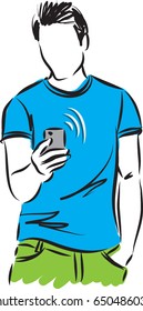 man with cellphone vector illustration
