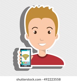 man cellphone wifi connected